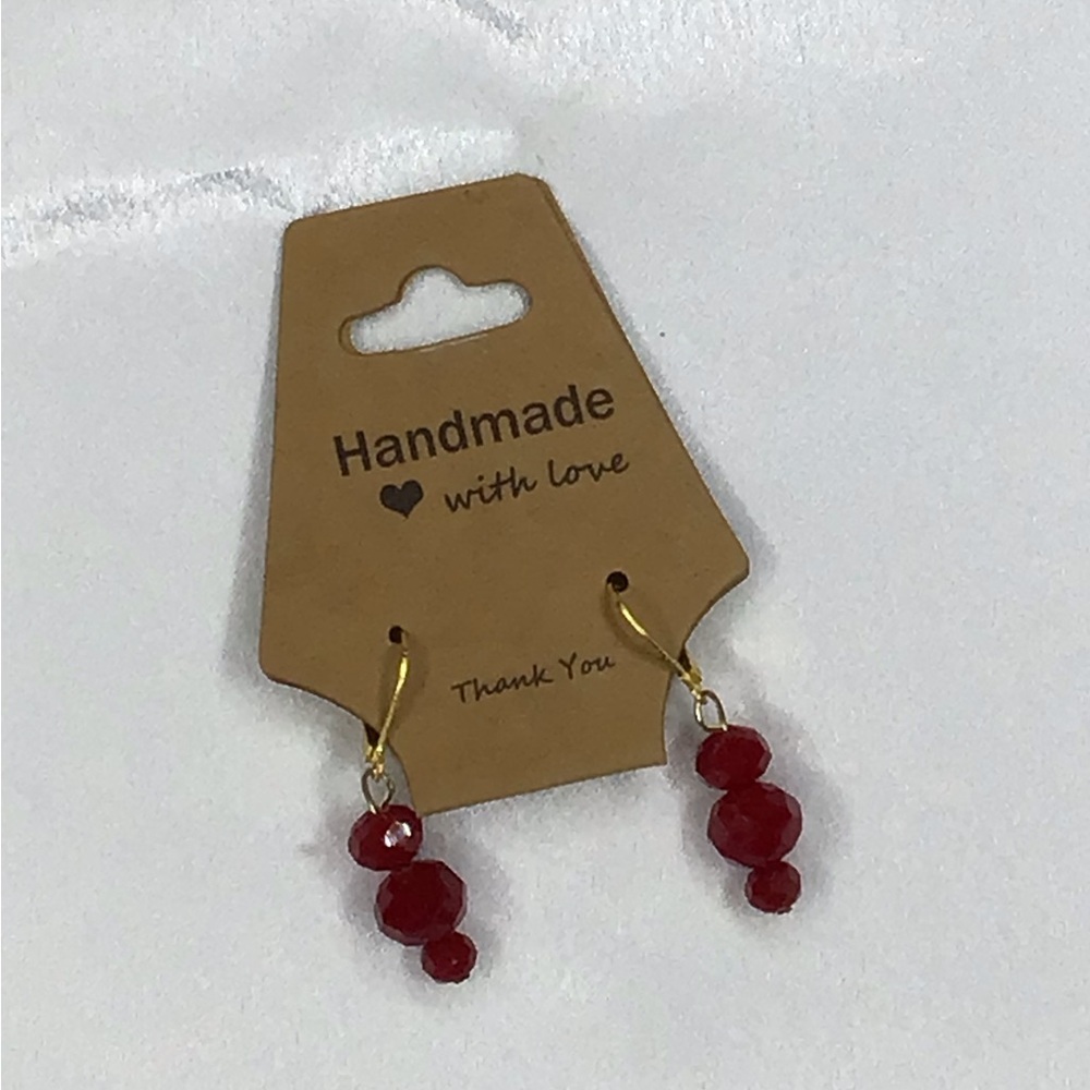 Handmade Women’s Dangle Earrings Set — Black, Pink, Clear, Red & Green Options - Picture 5 of 12